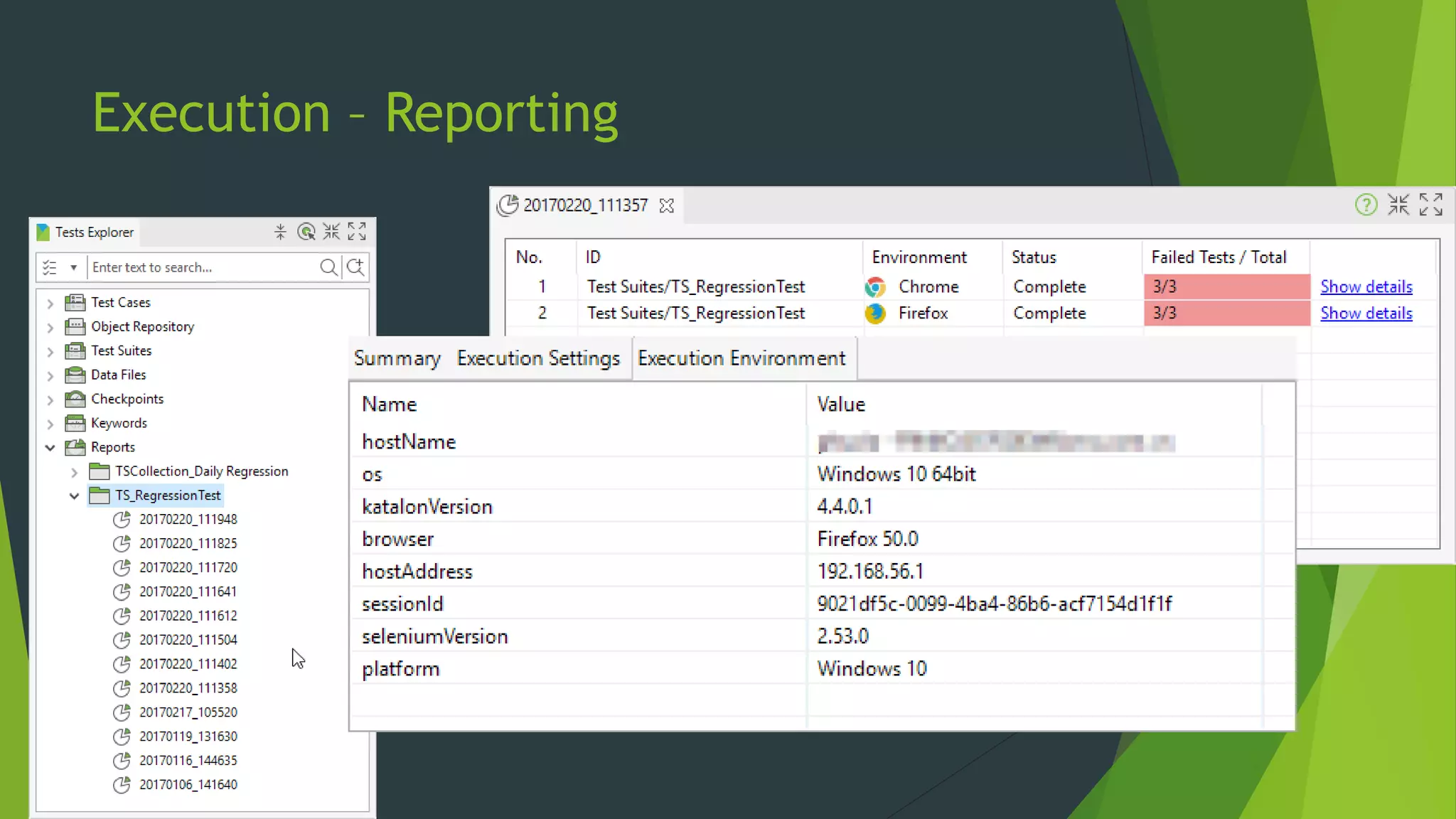 Execution – Reporting
 