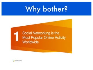 Why bother? 
• Include photos in almost every Facebook post! ! 
• Twitter is a link economy - nearly all Tweets have links!! 
• CROP Pictures!! 
• Shoot Videos 1-2 minutes 
 