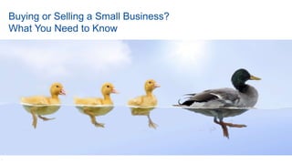 1
Buying or Selling a Small Business?
What You Need to Know
 
