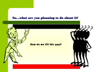 How do we fill this gap?
So…what are you planning to do about it?So…what are you planning to do about it?
 