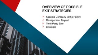 Exit Strategies and Succession Planning - Myths and Realities | PDF
