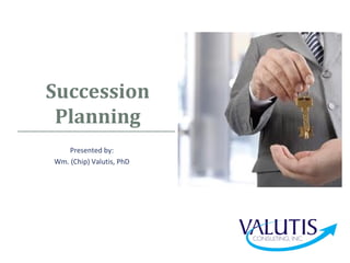 SUCCESSION
PLANNING	
  
Presented	
  by:	
  
Wm.	
  (Chip)	
  Valu9s,	
  PhD	
  
www.pcg-services.com
 
