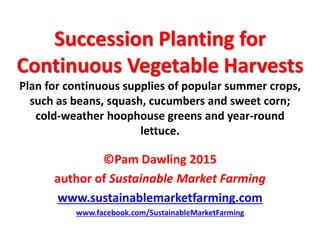 Succession planting for continuous vegetable harvests 2015 Pam Dawling 90mins
