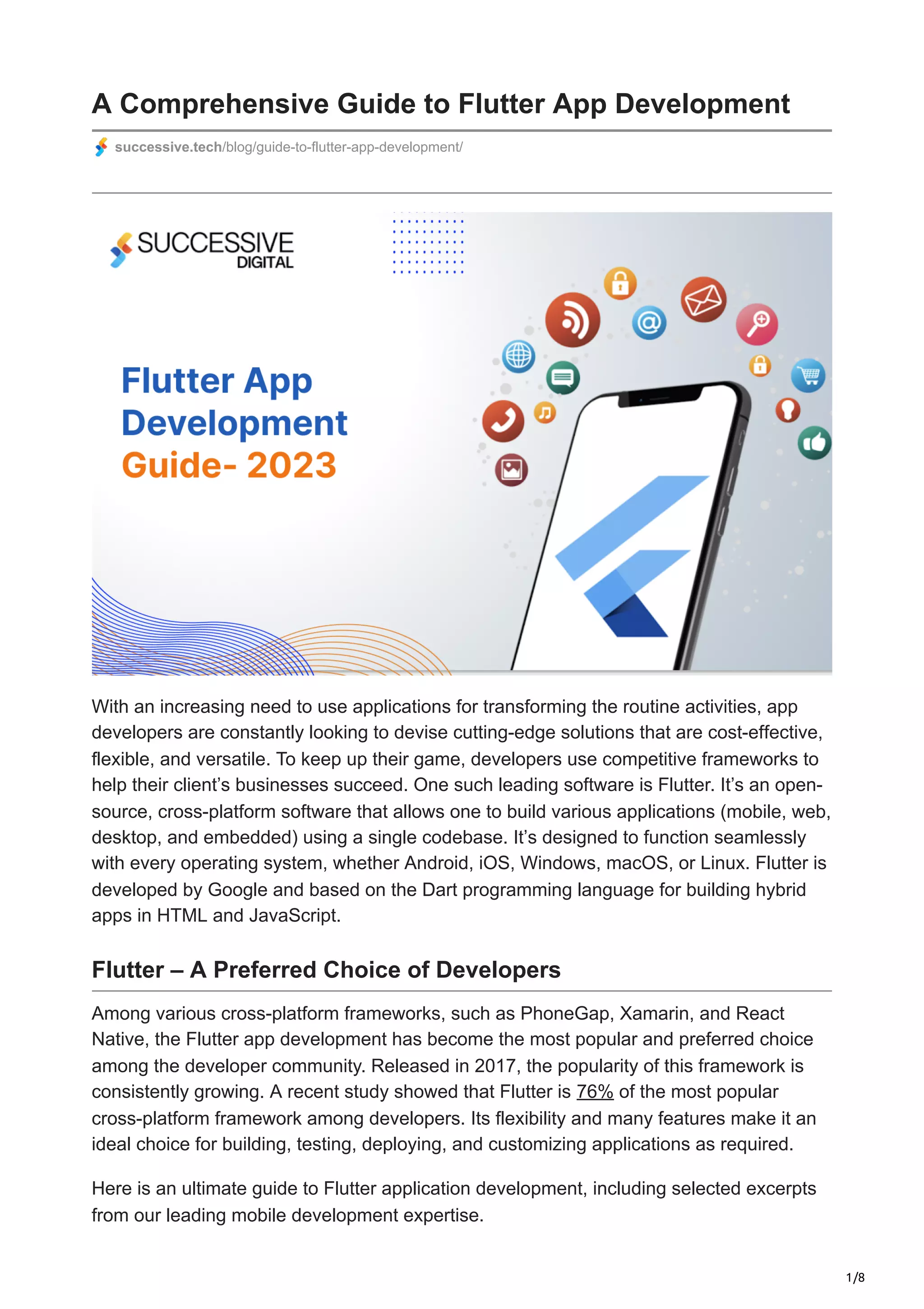 A Comprehensive Guide to Flutter App Development | PDF