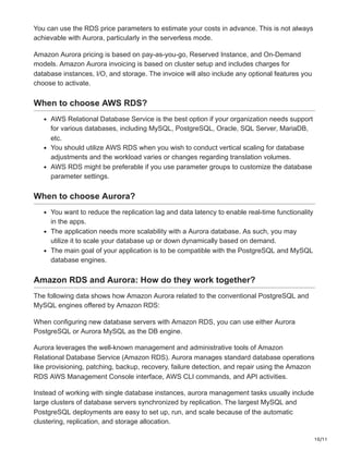 AWS RDS Vs Aurora: Everything You Need to Know | PDF
