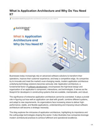 What is Application Architecture and Why Do You Need It? | PDF