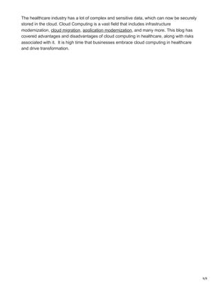 Impact of Cloud Computing in Transforming the Healthcare Industry | PDF