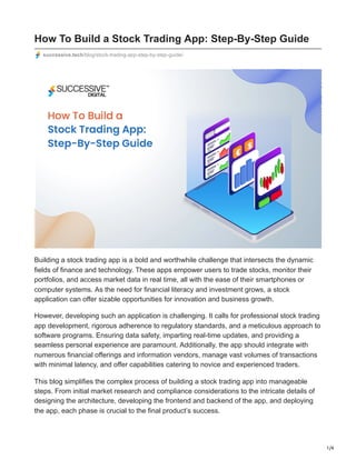 How To Build a Stock Trading App: Step-By-Step Guide | PDF