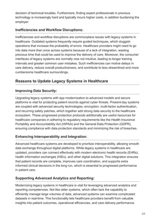Legacy Systems in Healthcare: Key Insights and Reasons to Update | PDF