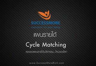แผนรายได้
Cycle Matching
สุดยอดแผนรายได้นวัตกรรม...ใหม่ของโลก
www.SuccessMoreRich.com

 