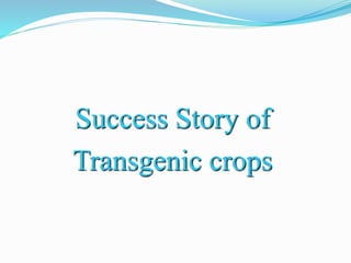 Success Story of
Transgenic crops
 