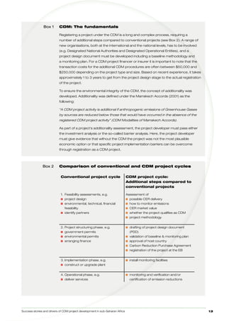 Success stories and drivers of cdm project development in sub saharan ...