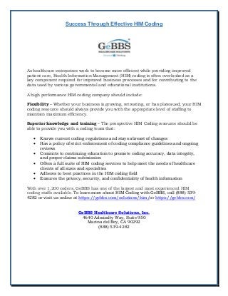 Success Through Effective HIM Coding