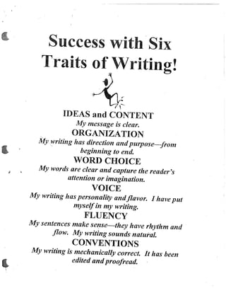 Success with 6 trait writing