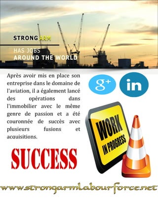 Après avoir mis en place son
entreprise dans le domaine de
l'aviation, il a également lancé
des opérations dans
l'immobilier avec le même
genre de passion et a été
couronnée de succès avec
plusieurs fusions et
acquisitions.
 