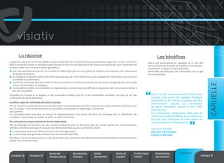 La réponse

Les bénéfices

Une base documentaire permet de consulter et télécharger plus de 2000 guides de référence de machines, avec notamment
les éclatés techniques,
Le catalogue en ligne des pièces détachées regroupe plus de 10 000 références, pour lesquelles les informations de stock sont
actualisées en permanence,
La prise de commande peut être initiée de diverses manières et notamment par reprise d’un panier enregistré, par saisie rapide
ou par recherche dans le catalogue,
Les actualités produit, les informations et argumentaires commerciaux sont diffusés en ligne pour tenir les concessionnaires à
jour des nouveautés.

Mise à jour automatique du catalogue de 10 000 références à partir des données de la gestion commerciale.
Consultation en ligne du stock disponible.
Remontées automatiques des commandes vers la gestion commerciale.

Disponible en français et en anglais, le site e-commerce totalise plus de 15 000 commandes annuelles, soit près de 95% des
commandes de pièces détachées.
Les divers types de commande sont pris en compte
Afin de s’inscrire au plus près des processus des clients concessionnaires, les divers types de commande de pièces détachées sont
pris en compte : commandes annuelles ou mensuelles, commandes de dépannage, commandes
sous garantie.
Les concessionnaires sont ainsi en mesure de réapprovisionner leurs stocks de pièces de rechange tout en bénéficiant des
conditions commerciales associées en tarif et en délai de livraison.
Vers une prise en compte globale du Service Après-Vente
Afin de prolonger les fonctions du site ecommerce BtoB en place et de fournir plus de conseils auprès des concessionnaires,
CARUELLE NICOLAS envisage d’y associer les informations liées au parc machine des clients :
La déclaration de livraison d’une machine à un client agriculteur,
La commande sous garantie en liaison avec une machine identifiée.
Par ailleurs, l’accès en temps réel aux suivis de livraison des commandes devraient permettrent d’augmenter le niveau de service
auprès des concessionnaires.

Conception 3D

Simulation 3D

Gestion des
données produits

Documentation
technique

Gestion
documentaire

Gestion de
la qualité

Portail Intranet/
Extranet

Grâce au site e-commerce BtoB piloté avec
Isotools, nous avons été capables d’intégrer
totalement et de maîtriser la gestion des flux
d’informations associés aux commandes
de pièces détachées, depuis et vers l’ERP
Dynamics AX.
Ces commandes représentent déjà près de
15% de notre chiffre d’affaires et un volume qui
s’accroit avec l’extension de notre réseau de
concessionnaires à l’international..

CARUELLE

Un guichet unique de self services dédié aux pièces détachées et à la maintenance des pulvérisateurs agricoles. Le site e-commerce
BtoB a été pensé comme un véritable espace de self-services mis à la disposition de chaque concessionnaire pour l’ensemble des
actions à mener vis à vis de ses clients agriculteurs :

Jean-Louis Senotier
Directeur Informatique
CARUELLE NICOLAS

Automatisation
des processus

e-Commerce

Catalogue 3D

 