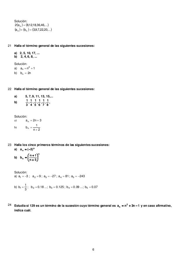 Sucesiones 100 Ejercicios Para Practicar Con Soluciones
