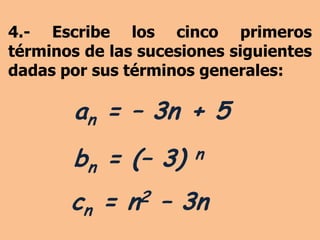 ACTIVIDAD 3En hojas de colores realiza las actividades que se te indican en cada uno de los ejercicios.No se te olvide trazar margen, anotar nombre, grupo, nº de lista, fecha y TEMA: sucesiones y progresionesNOTA. Entre más te esmeres en tus trabajos tus calificaciones mejoraran 