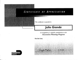 Sucession Planning Certificate 2008