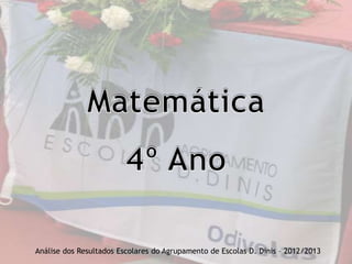 Análise dos Resultados Escolares do Agrupamento de Escolas D. Dinis – 2012/2013
 