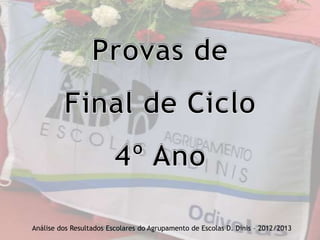 Análise dos Resultados Escolares do Agrupamento de Escolas D. Dinis – 2012/2013
 