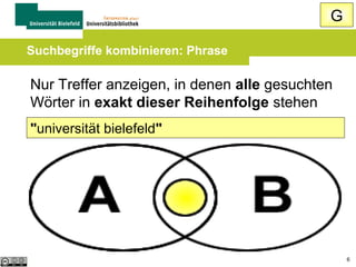 G
Suchbegriffe kombinieren: Phrase

Nur Treffer anzeigen, in denen alle gesuchten
Wörter in exakt dieser Reihenfolge stehen
"universität bielefeld"

6

 