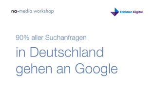 90% aller Suchanfragen

in Deutschland
gehen an Google
 