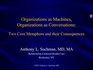 Organizations as Machines, Organizations as Conversations: Two Core Metaphors and their Consequences ,[object Object],[object Object],[object Object]