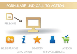 FormularE und call-to-action
bildsprache
info-anker
benefits
personifizierung
aCTION
Relevanz
 