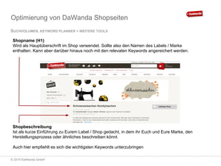 Suchmaschinenoptimierung für DaWanda-Shops