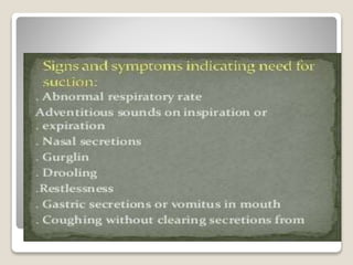 SIGN/SYMPTOM INDICATE
SUCTION
 