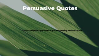 Persuasive Quotes
"To accomplish significance quit requesting authorization."


 
