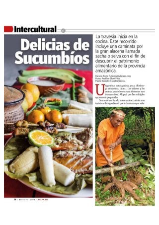Delicias de Sucumbíos (Ecuador) según Slow Food