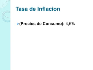 Tasa de Inflacion

(Precios   de Consumo): 4,6%
 