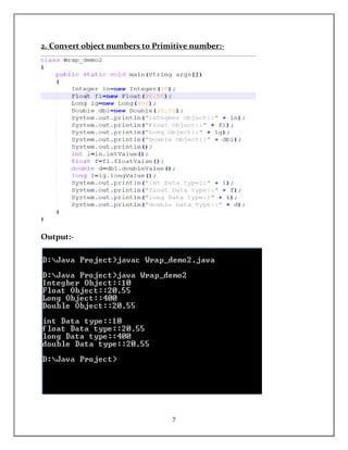 7
2. Convert object numbers to Primitive number:-
Output:-
 