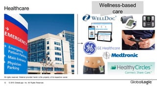 12
Healthcare
©  2015   GlobalLogic Inc.  All  Rights  Reserved.
All  rights  reserved.   Material  provided   herein  is  the   property   of  its  respective   owner
Wellness-­based  
care
 