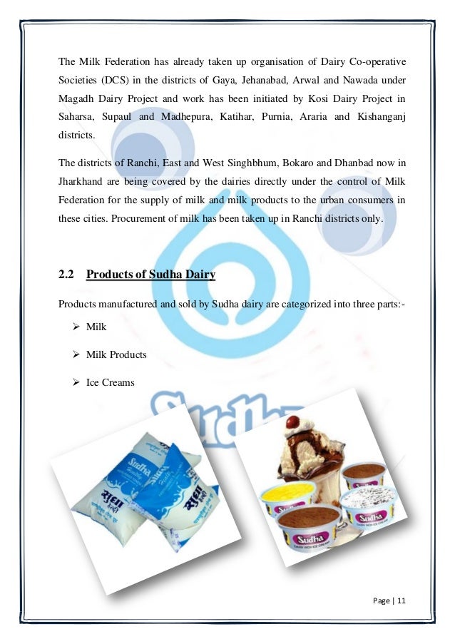 Sudha dairy report