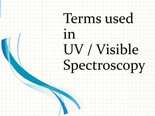 Terms used
in
UV / Visible
Spectroscopy

 