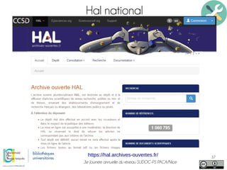 3e Journée annuelle du réseau SUDOC-PS PACA/Nice
37
Hal national
https://hal.archives-ouvertes.fr/
 