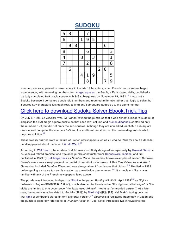 Sudoku Helper Sudoku Trick Download