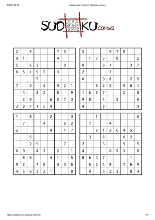 Sudoku para impressão 