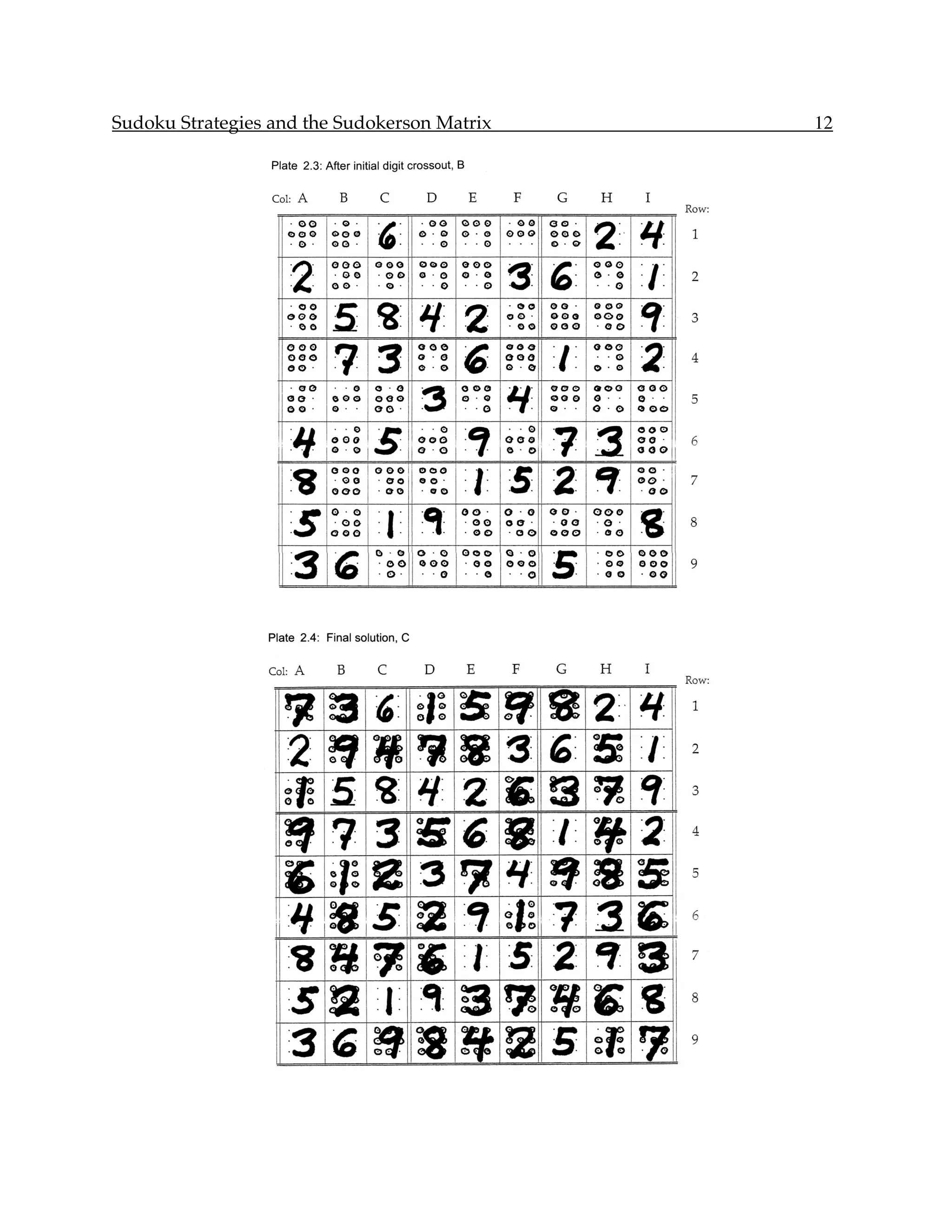 Sudoku Strategies and the Sudokerson Matrix   12
 