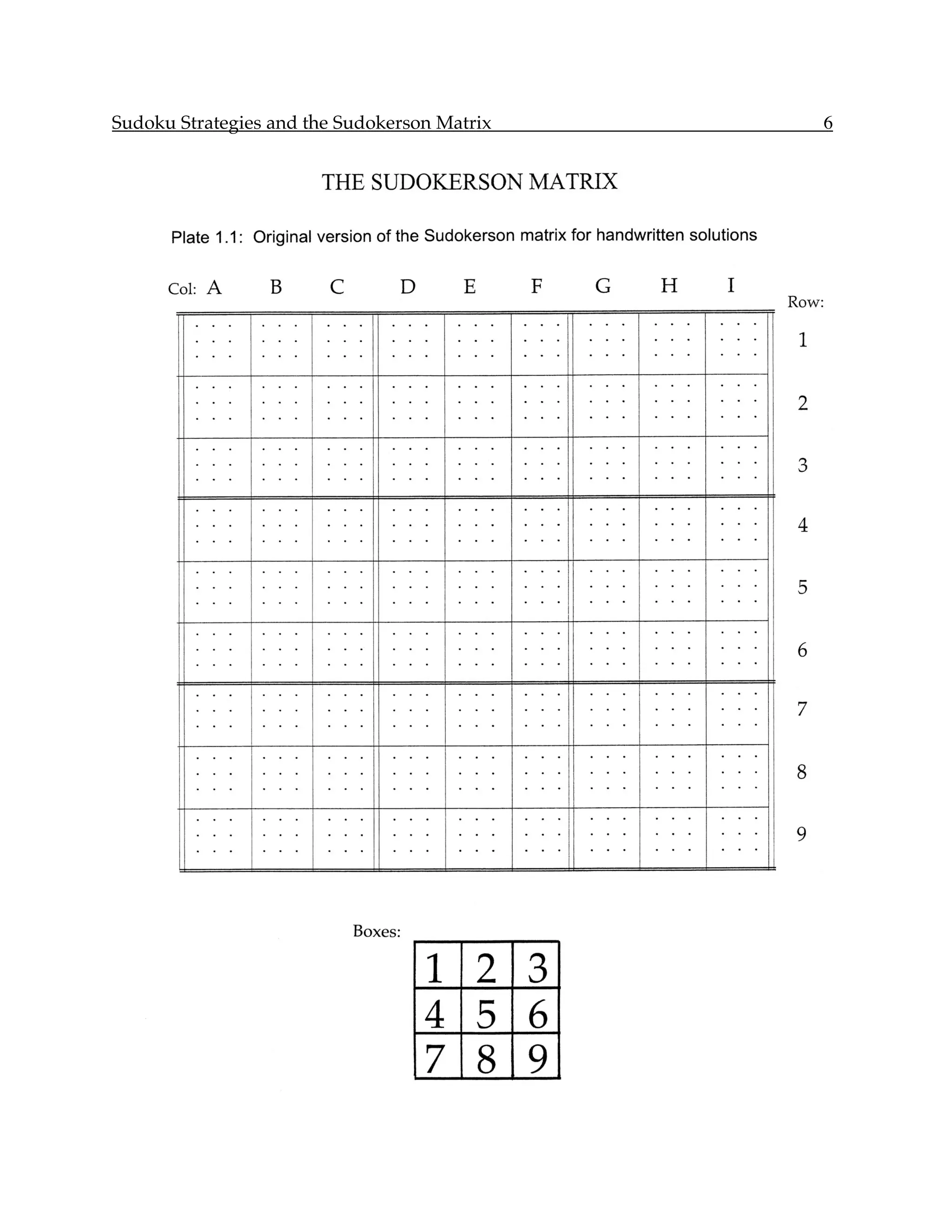 Sudoku Strategies and the Sudokerson Matrix   6
 