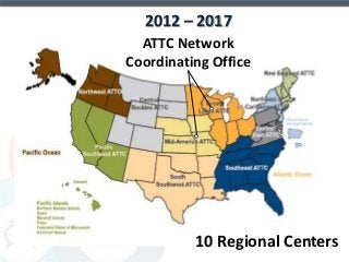 2012 – 2017 
ATTC Network 
Coordinating Office 
10 Regional Centers 
 
