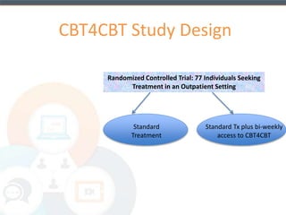 Technology-Assisted Care Interventions 
have been validated recently through 
57 
NIDA research 
TES and CBT4CBT 
 