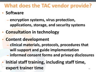 Consider These Questions 
• How is the content clinically relevant to 
support the work you do? 
• How could this intervention be used to 
enhance what you do in clinical practice? 
• How could this intervention be used to 
offset some of the work that you do? 
• How might clients enjoy this technology? 
85 
 