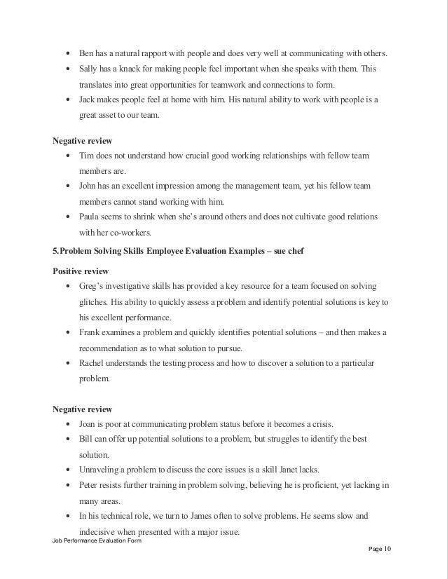 sue chef performance appraisal great asset to the team