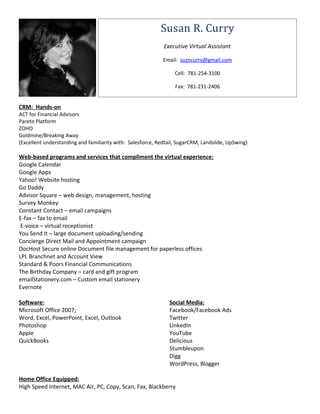 Sue Curry Soft And Web Spec Sheet