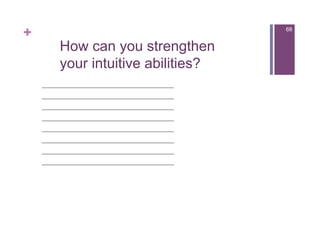 +                                       68


        How can you strengthen
        your intuitive abilities?
    _________________________________
    _________________________________
    _________________________________
    _________________________________
    _________________________________
    _________________________________
    _________________________________
    _________________________________
 