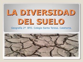 LA DIVERSIDADLA DIVERSIDAD
DEL SUELODEL SUELO
Geografía 2º BTO. Colegio Santa Teresa. Calahorra.
 